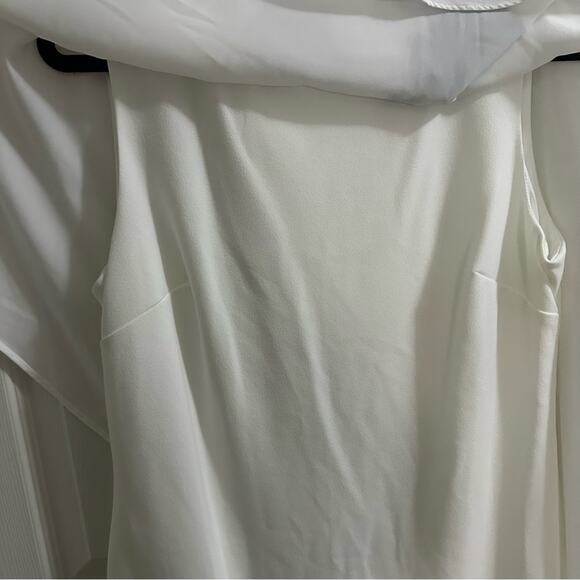 DKNY White Cape Overlay Dress Women’s size 12 NWT beautiful bridal cocktail mini - Picture 6 of 9